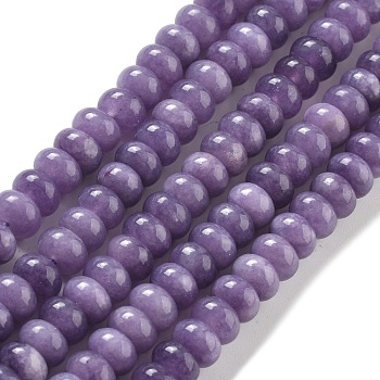 Natural White Jade Beads Strands, Dyed, Rondelle, Medium Purple, 8x5mm, Hole: 1mm, about 74pcs/strand, 15.15 inch(38.5cm)