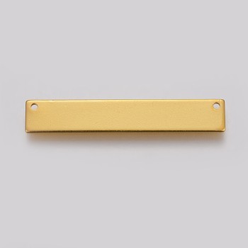 Brass Pendants, Stamping Blank Tag, Rectangle, Golden, 6x35x0.8mm, Hole: 1mm