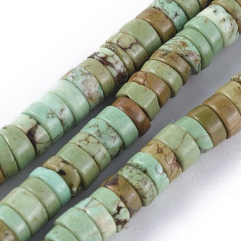 Natural Magnesite Beads Strands, Heishi Beads, Dyed & Heated, Flat Round/Disc, Dark Sea Green, 6x3mm, Hole: 0.8mm, about 152pcs/strand, 15.1 inch(38.5cm)