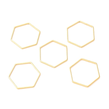 201 Stainless Steel Linking Rings, Hexagon, Golden, 22x20x1mm
