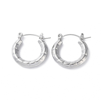 304 Stainless Steel Hoop Earrings, Round, Stainless Steel Color, 21x20x3.5mm