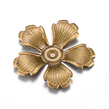 Iron Pendants, Etched Metal Embellishments, Flower, Antique Bronze, 33x34x3mm, Hole: 2.5~3mm