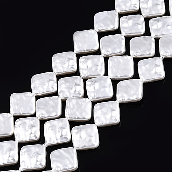 ABS Plastic Imitation Pearl Beads Strands, Rhombus, Creamy White, 13x13x3.5mm, Hole: 0.9mm, about 31pcs/strand, 15.94 inch(40.5cm)
