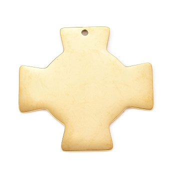 304 Stainless Steel Pendants, Manual Polishing, Stamping Blank Tag, Laser Cut, Cross, Golden, 30x30x0.8mm, Hole: 1.2mm