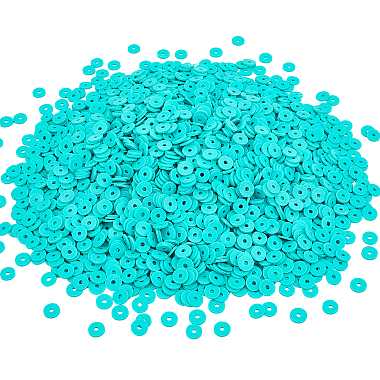 8mm Medium Turquoise Disc Polymer Clay Beads