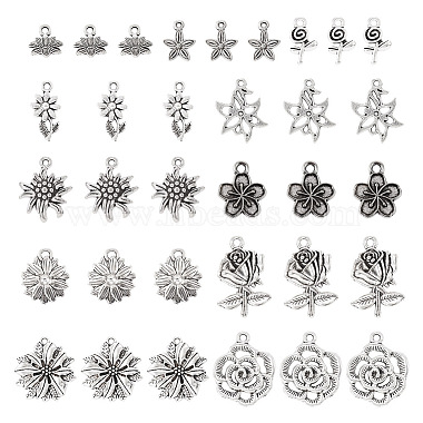 Antique Silver Flower Alloy Pendants