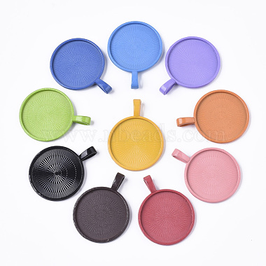 Mixed Color Flat Round Alloy Pendants