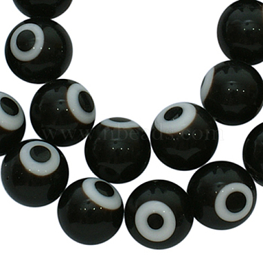 10mm Black Round Lampwork Beads
