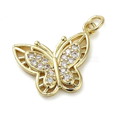 Real 18K Gold Plated Clear Butterfly Brass+Cubic Zirconia Pendants