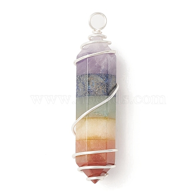 Silver Colorful Bullet Mixed Stone Pendants