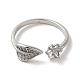 Leaf Rhodium Plated 925 Sterling Silver Micro Pave Cubic Zirconia Open Cuff Ring Settings(STER-NH0001-65P)-2
