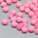 Transparent Stripe Resin Beads, Round, Hot Pink, 6mm, Hole: 1mm(RESI-S345-6mm-01)