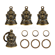 DIY Keychain Making Finding Kit, Including Brass Bell Pendants, Iron Split Key Rings, Antique Golden & Golden, 8Pcs/bag(DIY-FH0004-77)