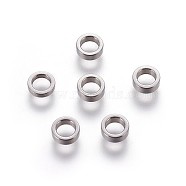 304 Stainless Steel Spacer Beads, Flat Round, Stainless Steel Color, 6x2mm, Hole: 4mm(STAS-P232-01P)