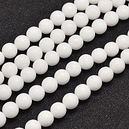 Natural Malaysia Jade Beads Strands, Dyed & Heated, Round, White, 8mm, Hole: 1.0mm, about 48pcs/strand, 15 inch(X-G-A146-8mm-B01)