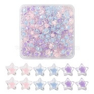 195Pcs 3 Colors Transparent Acrylic Beads, Bead in Bead, Faceted, Star, Mixed Color, 10.5x11x7mm, Hole: 2mm, 65pcs/color(TACR-FS0001-06)