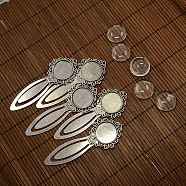 20mm Clear Domed Glass Cabochon Cover for Antique Silver DIY Alloy Portrait Bookmark Making, Cadmium Free & Nickel Free & Lead Free, Bookmark Cabochon Settings: 81x31mm, Tray: 20mm(DIY-X0125-AS-NR)