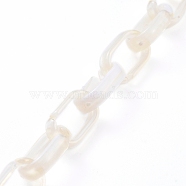 Handmade Acrylic Cable Chains, Imitation Gemstone Style, Flat Oval, Wheat, Links: 18.5x11.5x4.5mm, about 39.37 inch(1m)/strand(AJEW-JB00535-08)