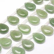 Natural Green Aventurine Beads Strands, Top Drilled Beads, Flat Teardrop, 20x15x6.5mm, Hole: 1.2mm, about 20pcs/strand(G-N0175-05-15x20mm)