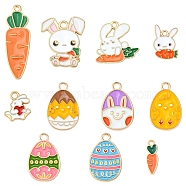 22Pcs 11 Styles Alloy Enamel Pendants, Easter Charms, Golden, Carrot & Rabbit & Easter Egg, Mixed Shapes, Mixed Color, 16~34.5x5~20x1~1.5mm, Hole: 1.5~2mm, 2pcs/style(ENAM-FS0001-43)
