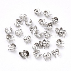 304 Stainless Steel Bead Tips, Calotte Ends, Clamshell Knot Cover, Stainless Steel Color, 4.5x3.5mm, Hole: 0.5mm(X-STAS-P126-06P)