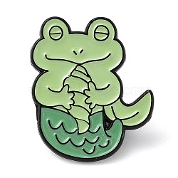 Green Series Composite Animal Enamel Pins, Electrophoresis Black Alloy Brooches, Frog Mermaid, 28x24x1mm(JEWB-E027-03EB-03)