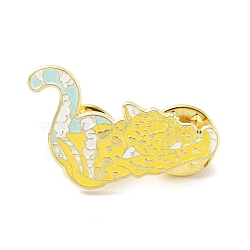 Leopard with Cloud Enamel Pin, Animal Alloy Badge for Backpack Clothes, Light Gold, Sky Blue, 21x25.5x1.5mm(JEWB-G014-B05)