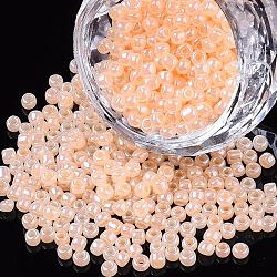 12/0 Ceylon Round Glass Seed Beads, Bisque, Size: about 2mm in diameter, hole:1mm, about 3303pcs/50g(X-SEED-A011-2mm-147)