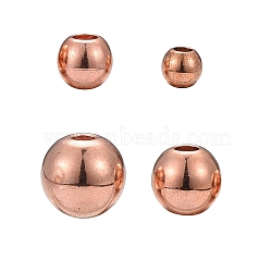 200Pcs 4 Size Brass Spacer Beads, Round, Plated with Light Rose Gold Color, Rose Gold, 3mm/4mm/5mm/6mm, hole: 1~1.5mm, 50pcs/Style(KK-LS0001-13RG)