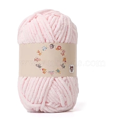 Soft Crocheting Yarn, Thick Knitting Yarn for Scarf, Bag, Cushion Making, Misty Rose, 0.5~1mm, about 131.23 Yards(120m)/Skein(PW-WG3CD10-31)