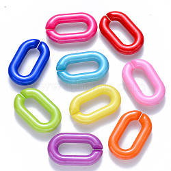 Opaque Acrylic Linking Rings, Quick Link Connectors, for Cable Chains Making, Pearlized, Oval, Mixed Color, 31x19.5x5.5mm, Inner Diameter: 19.5x7.5mm(OACR-S036-006A-H)