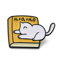 Cat Shape with Textbook Enamel Pins, Alloy Lapel Pin Backs for Backpack Clothes, Gold, 20x29mm(JEWB-L020-01B)