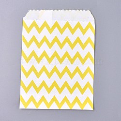 Kraft Paper Bags, No Handles, Food Storage Bags, White, Wave Pattern, Yellow, 18x13cm(CARB-P003-C01-03)