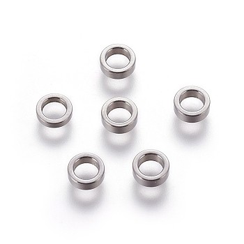 304 Stainless Steel Spacer Beads, Flat Round, Stainless Steel Color, 6x2mm, Hole: 4mm