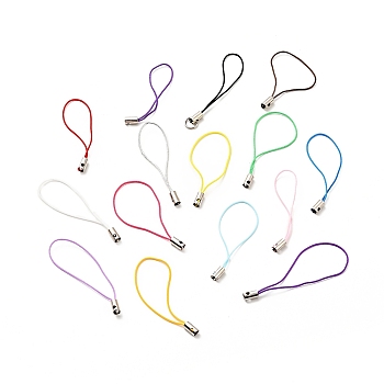 Nylon Cord Mobile Straps, with Iron Findings, Mixed Color, 5.3x0.35cm, about 1000pcs/bag