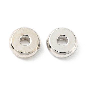 Brass Beads, Cadmium Free & Lead Free, Long-Lasting Plated, Disc, Platinum, 5x2mm, Hole: 1.5mm