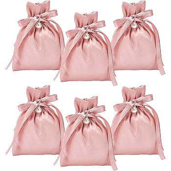 Leather Candy Pouches, Drawstring Bags, with Ribbon, for Wedding Gift Packaging, PeachPuff, 14.3x10.9x0.5cm