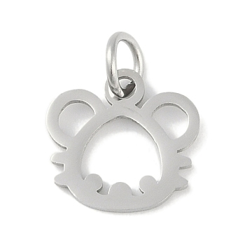 Non-Tarnish 304 Stainless Steel Pendants, Twelve Chinese Zodiac Charms, with Jump Ring, Mouse, 10.5x11.5x0.9mm, Hole: 3.1mm