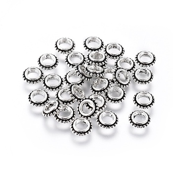 Tibetan Style Alloy Spacer Beads, Donut, Antique Silver, Lead Free & Cadmium Free & Nickel Free, 8x2.5mm, Hole: 4mm