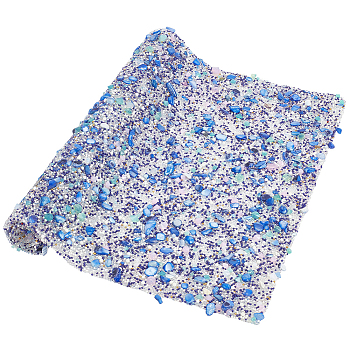 Hotfix Rhinestone Sheet, Resin & Stone Chips & Seed Beads Trim for Garment Bag Shoe, Rectangle, Royal Blue, 210x315x2.4mm