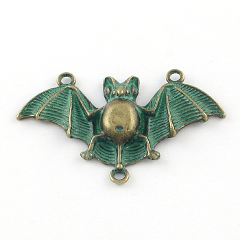 Zinc Alloy Pendant, Cadmium Free & Lead Free, Bat, Antique Bronze & Green Patina, 30x48x5mm, Hole: 2mm