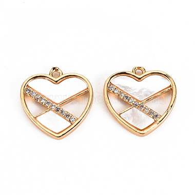 Real 18K Gold Plated Clear Heart Shell Charms
