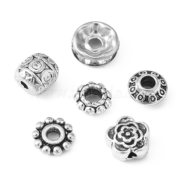 255Pcs 6 Style Iron Rhinestone & Tibetan Style Alloy Spacer Beads(DIY-FS0004-07)-4