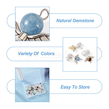 Fashewelry 16piezas 8 estilos colgantes acrílicos de color ab de piedras preciosas mixtas naturales y sintéticas(G-FW0001-37)-5