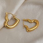 Valentine's Day 304 Stainless Steel Hoop Earrings, Hollow Heart, Golden, 24x23x4mm(EJEW-P345-04G)