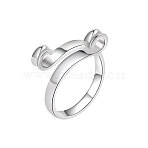 Brass Open Cuff Ring, Knitting Loop Crochet Loop, Yarn Guide Finger Holder for Women, Platinum, 0.8cm(SENE-PW0017-12)