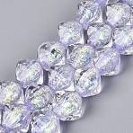 Handmade Foil Glass Beads Strands, Polygon, Faceted, Medium Purple, 12~15x14~16x14~16mm, Hole: 0.7~1.4mm, about 30pcs/strand, 15.35~16.14 inch(39~41cm)(FOIL-Q002-06A)
