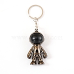 Plastic Astronaut Keychains, Electroplated, with Iron Key Rings, Gunmetal, 10.3cm(KEYC-WH0024-02B)