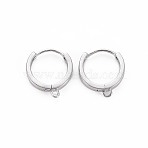 Brass Huggie Hoop Earring Findings, for Jewelry Making, Nickel Free, Real Platinum Plated, 17x15x3mm, Hole: 1.2mm, Pin: 1mm(X-KK-S364-158)