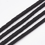 Faux Suede Cords, Faux Suede Lace, Black, 3x3mm, about 10.93 yards(10m)/roll(LW-S033-01)